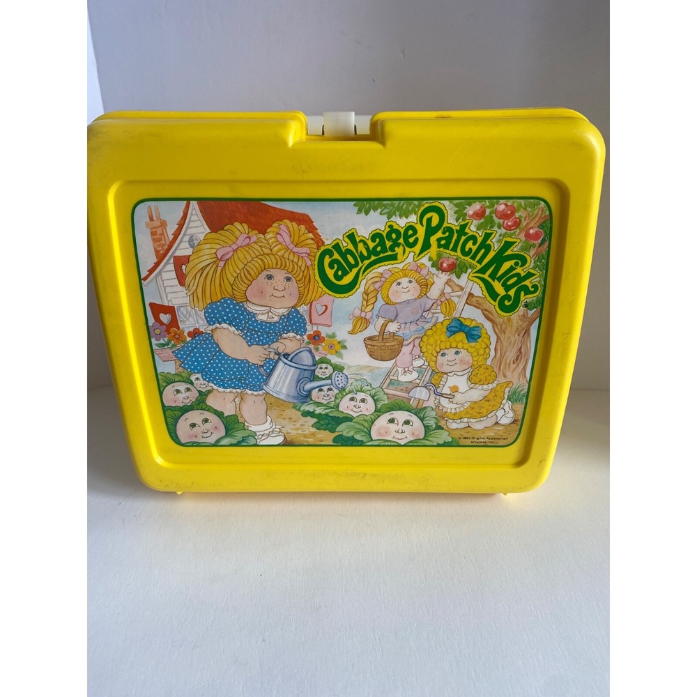 Vintage Cabbage Patch Kids Yellow Plastic Lunch Box Only 1980's Preowned